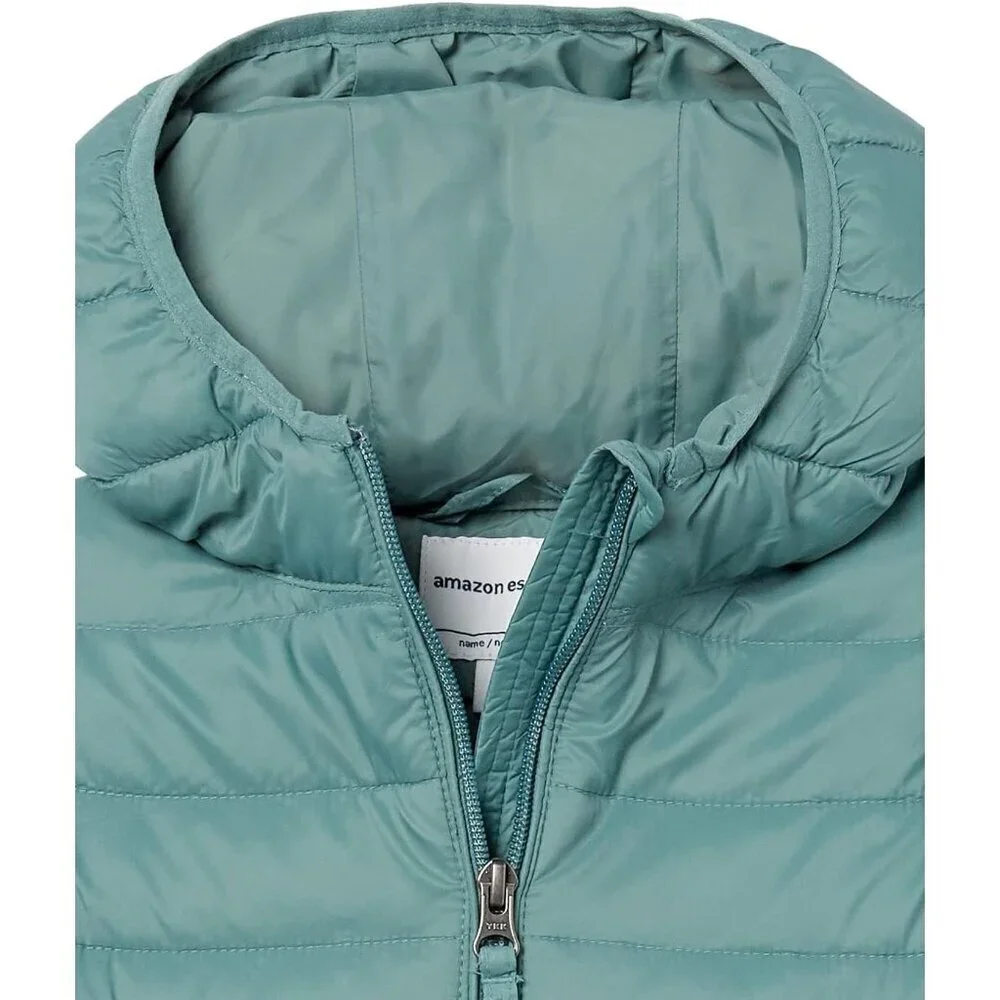 🆕Girls Green Lightweight Water Resistant Hooded Puffer Jacket Winter Coat